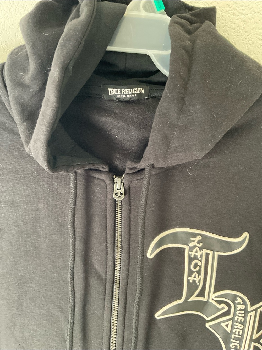 True Religion Men’s Black Graphic Zip-Up Hoodie Size XL - Picture 2 of 7